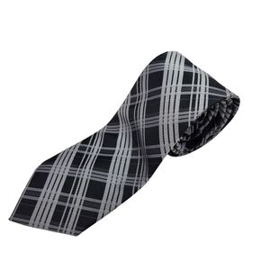Bergamo New York Black and Gray Plaid Tie